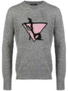 Prada Intarsia Graphic Sweater - Grey
