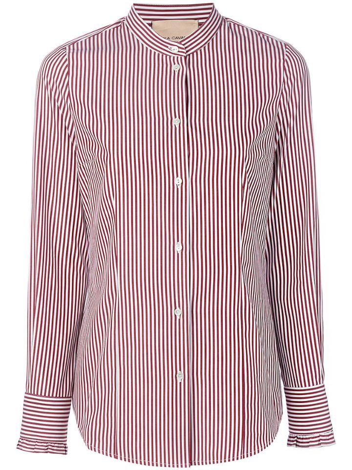 Erika Cavallini Mandarin Neck Striped Shirt - Red