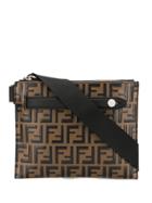 Fendi Ff Striped Belt Bag - Brown