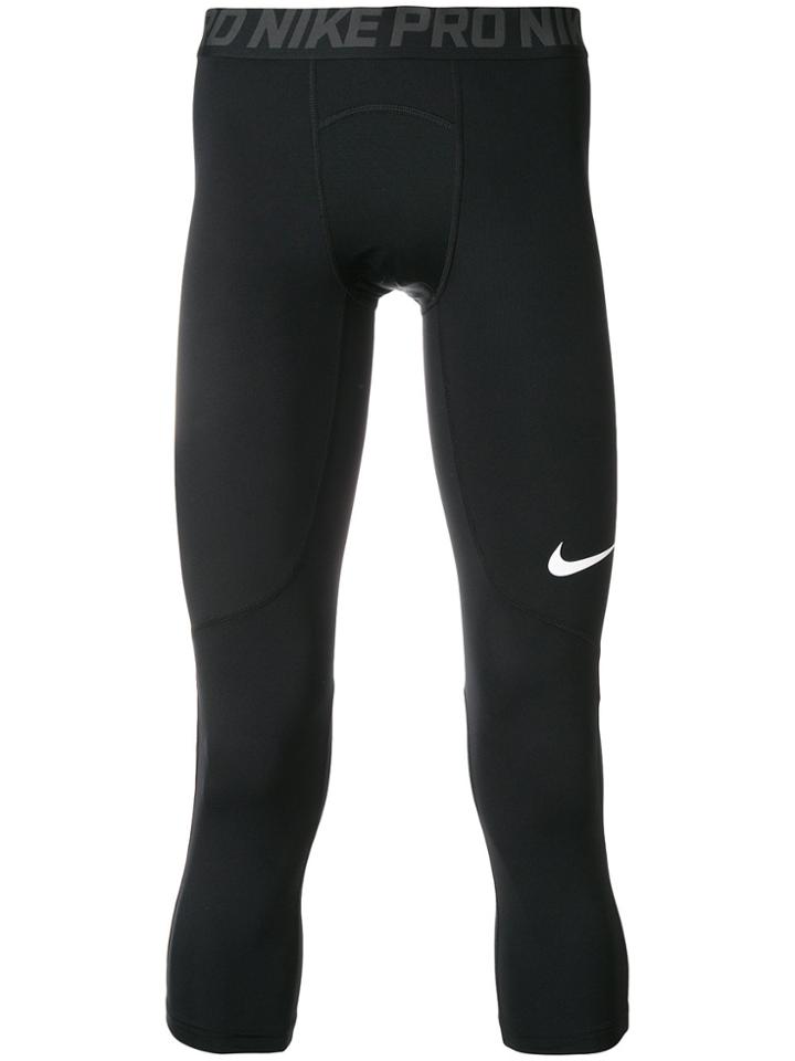 Nike Logo Cropped Sport Leggings - Black