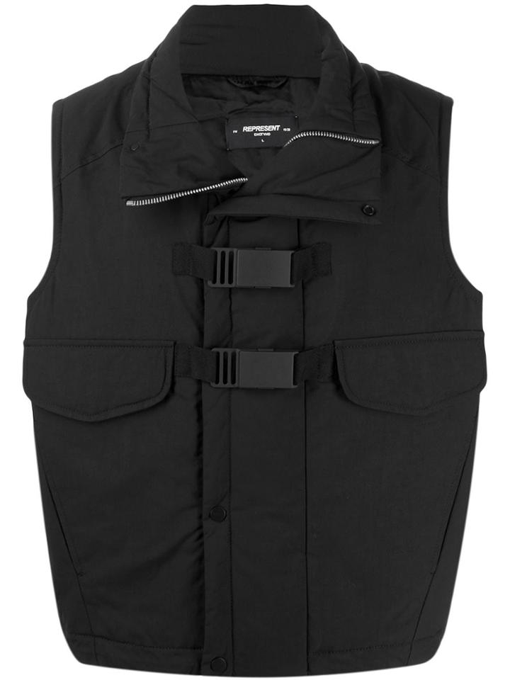 Represent Double Buckle Padded Vest - Black