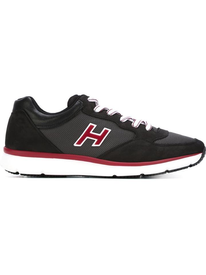 Hogan Panelled Sneakers, Men's, Size: 41, Black, Cotton/rubber/nylon/leather