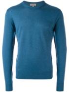 Canali Crew Neck Jumper, Men's, Size: 56, Blue, Silk/cashmere