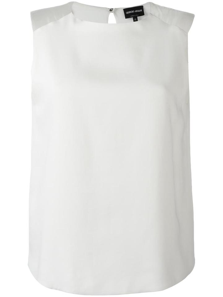 Giorgio Armani Sleeveless Straight-cut Top, Women's, Size: 40, White, Silk