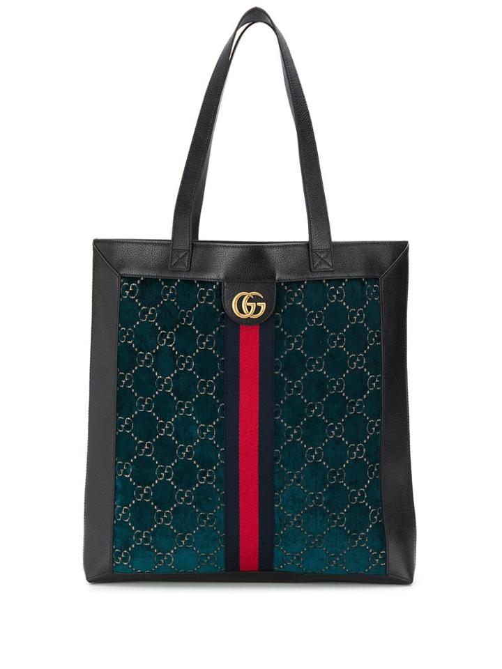 Gucci Monogram Print Tote Bag - Blue