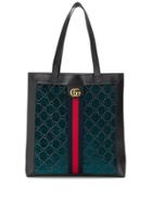 Gucci Monogram Print Tote Bag - Blue