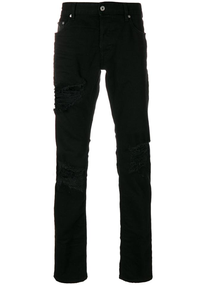 Just Cavalli Slim Fit Distressed Jeans - Black