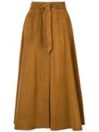 Martin Grant - Pleated Skirt - Women - Silk/reindeer Leather - 34, Brown, Silk/reindeer Leather