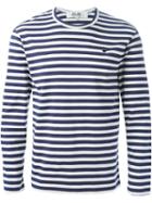 Comme Des Garçons Play Longsleeved Striped T-shirt, Men's, Size: Large, Blue, Cotton