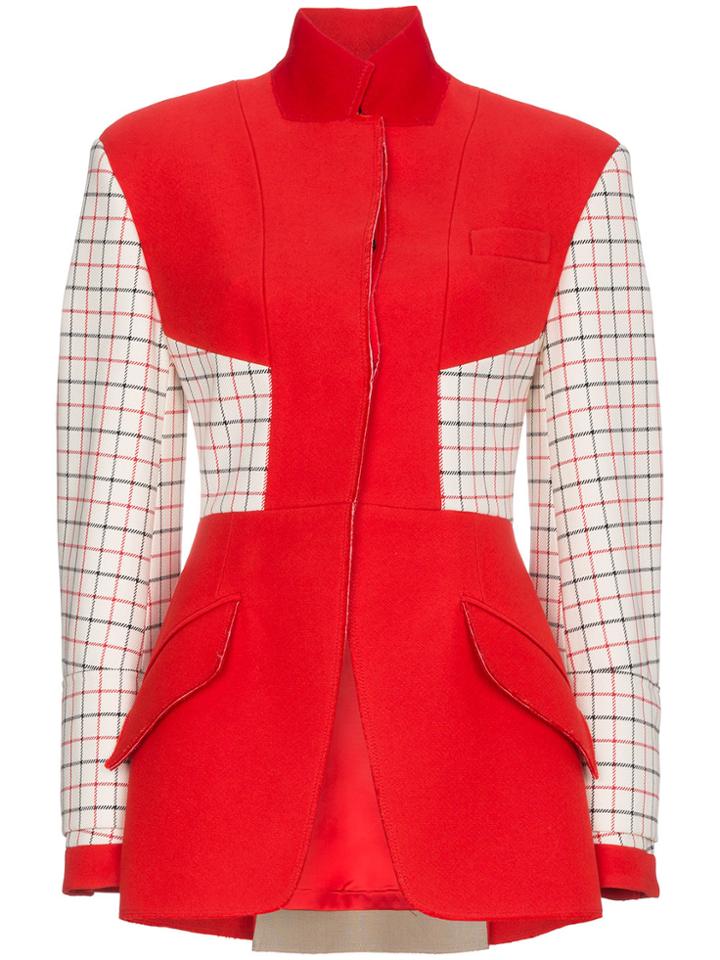 Alexander Mcqueen Check Patch Blazer - Red