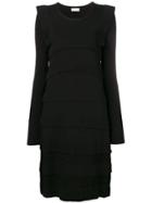 Carven Tiered Ruffle Sweater Dress - Black