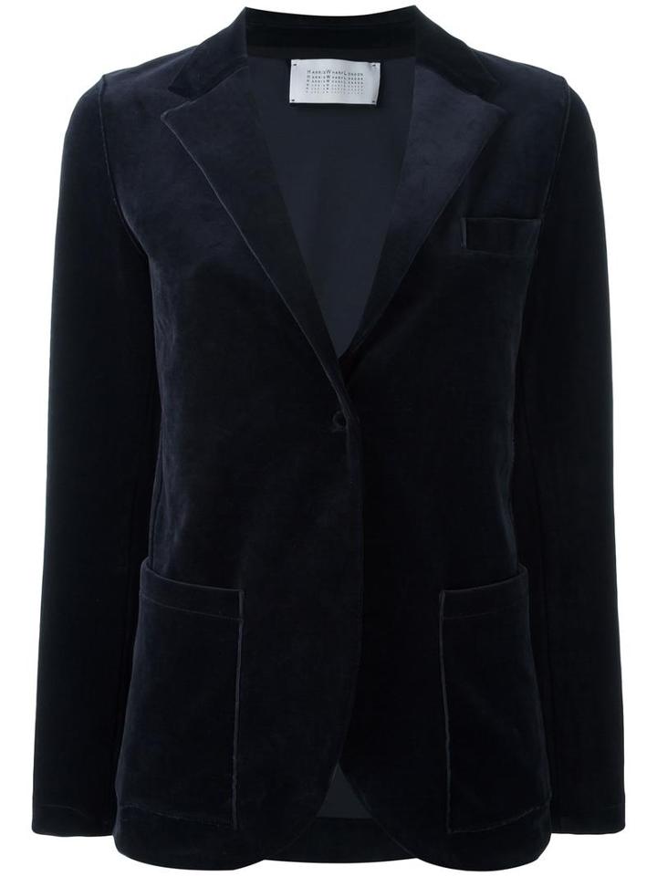 Harris Wharf London Velvet Boyfriend Jacket, Women's, Size: 44, Blue, Cotton