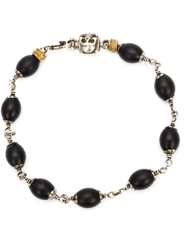 Roman Paul Skull Wrapped Bracelet, Men's, Black