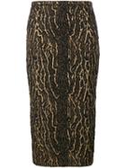 Rochas Metallic Animal Pattern Skirt, Women's, Size: 38, Black, Polyamide/polyester/spandex/elastane/silk