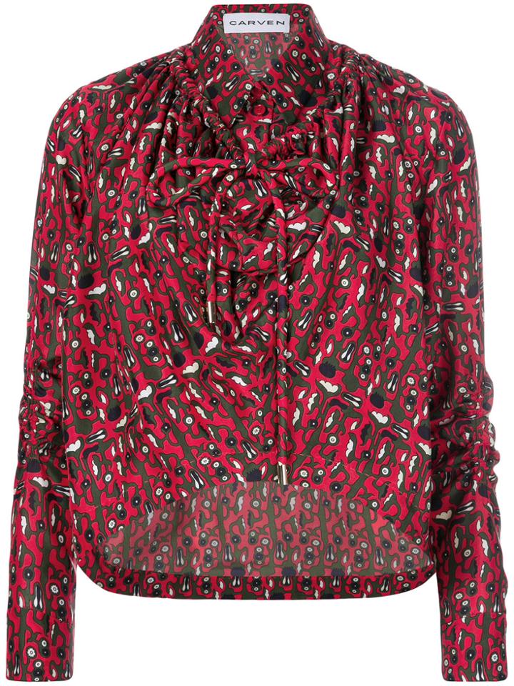Carven Print Long-sleeve Blouse - Red