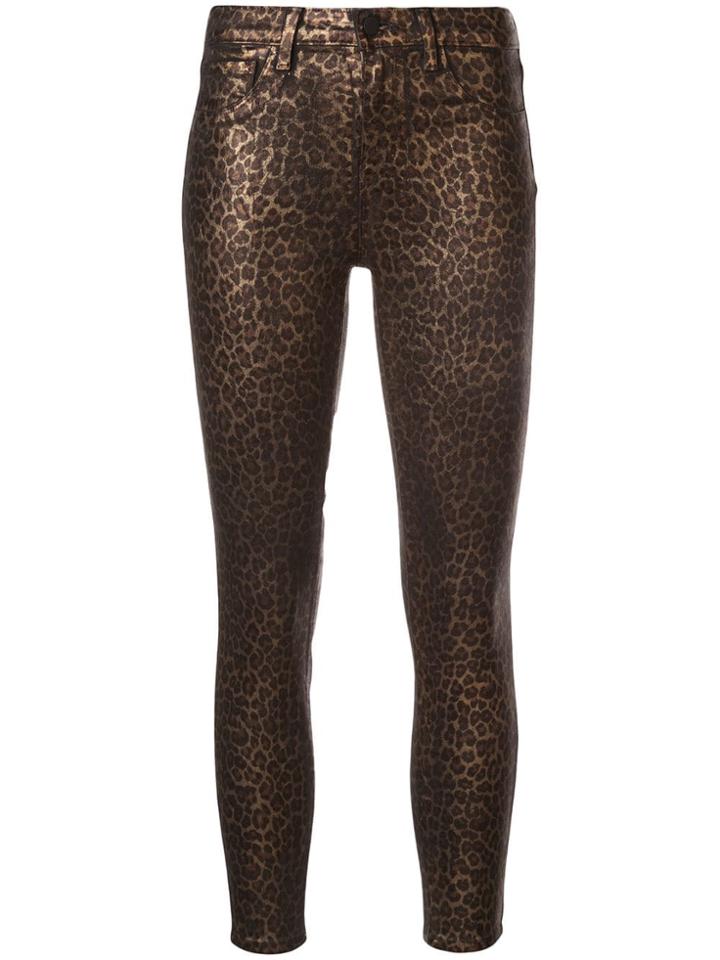 L'agence Leopard Print Skinny Trousers - Black