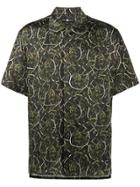 Edward Crutchley Vine Printed Short Sleeve Shirt - Black