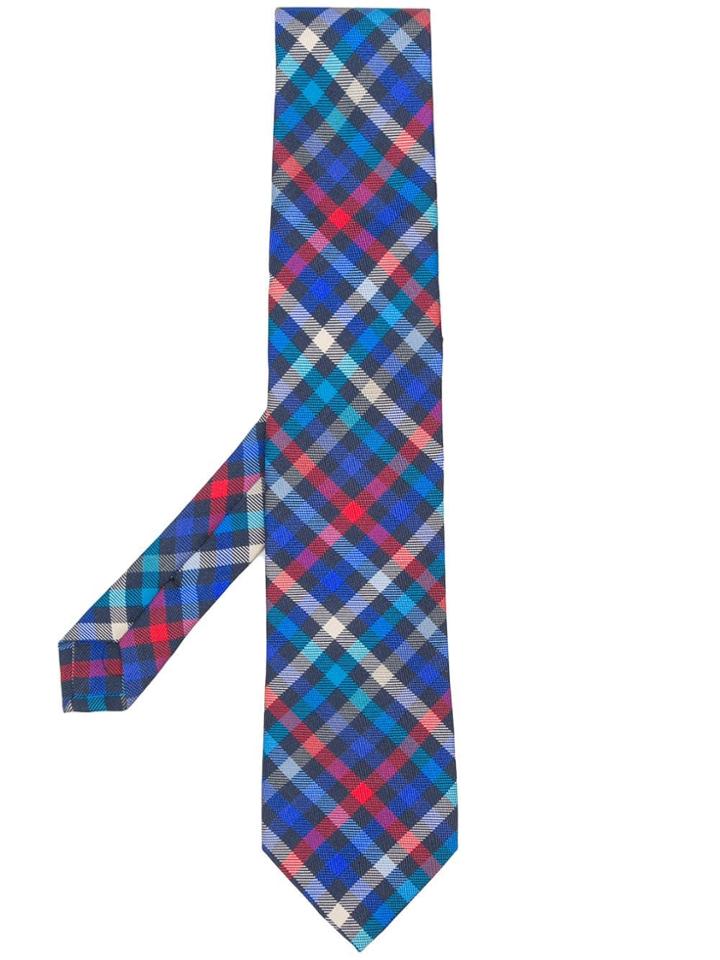 Etro Check Print Tie - Blue