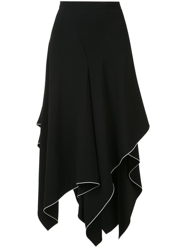 Proenza Schouler Frill Hem Skirt, Women's, Size: 6, Black, Acetate/viscose