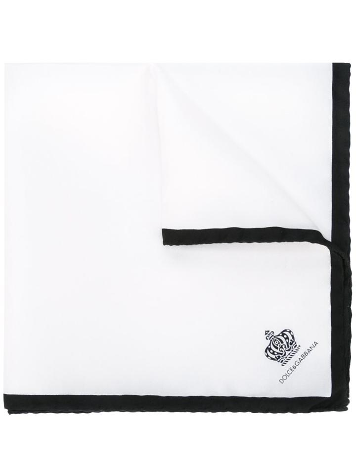 Dolce & Gabbana Crown Print Pocket Square, Men's, White, Silk