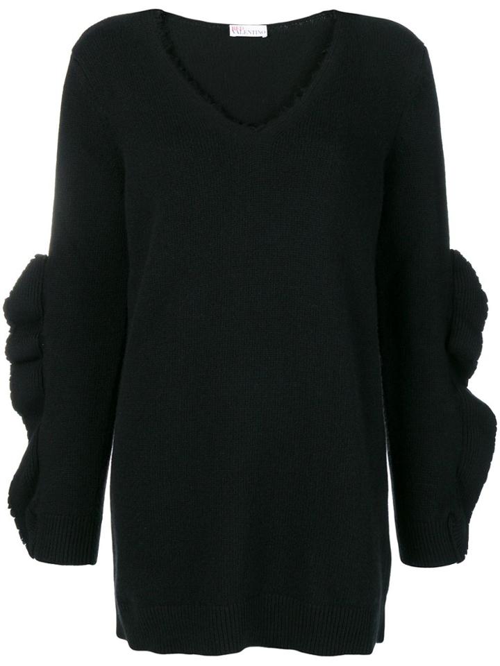 Red Valentino Frayed Knit Sweater - Black