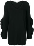 Red Valentino Frayed Knit Sweater - Black