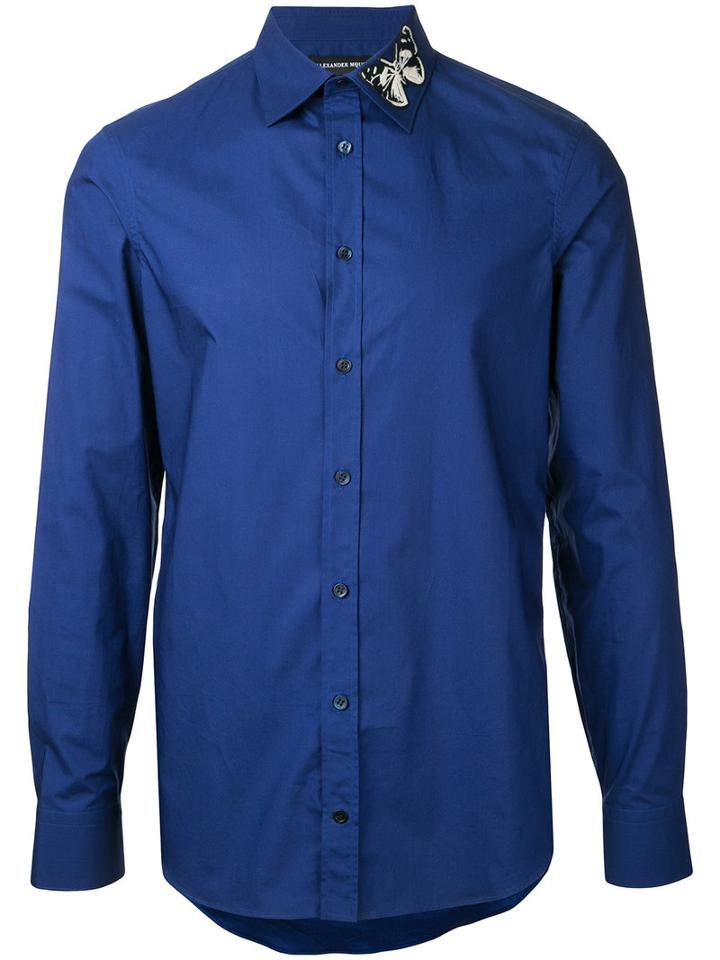 Alexander Mcqueen - Moth Collar Shirt - Men - Cotton - 15 1/2, Blue, Cotton