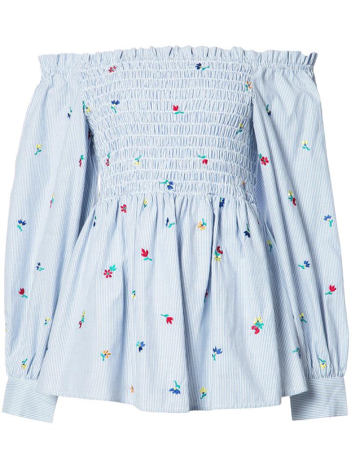 Suno Off Shoulder Blouse, Women's, Size: 6, Blue, Cotton