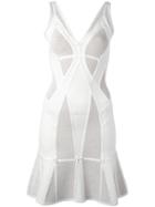 Hervé Léger Perforated Flared Dress - White