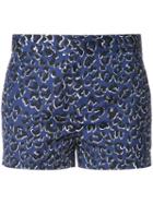 Barbara Bui - Leopard Print Shorts - Women - Cotton - 36, Blue, Cotton