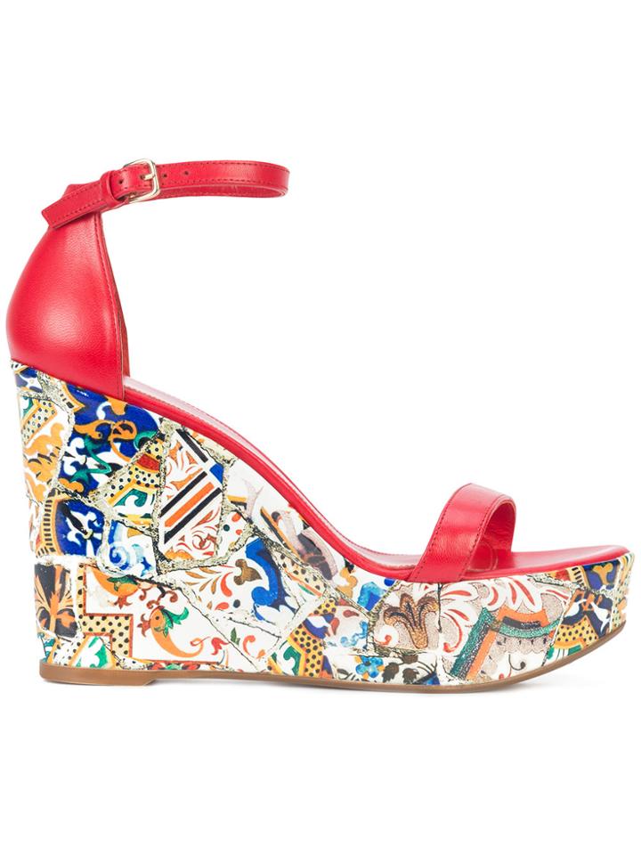 Stuart Weitzman Simple Wedge Sandals - Red