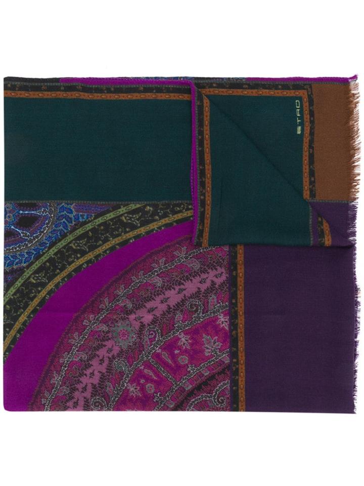 Etro Printed Wide Scarf - Purple