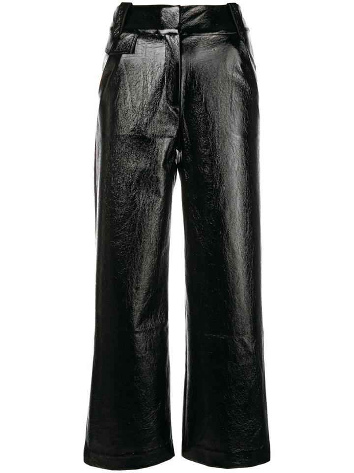 Three Floor High Waisted Flared Trousers - Black
