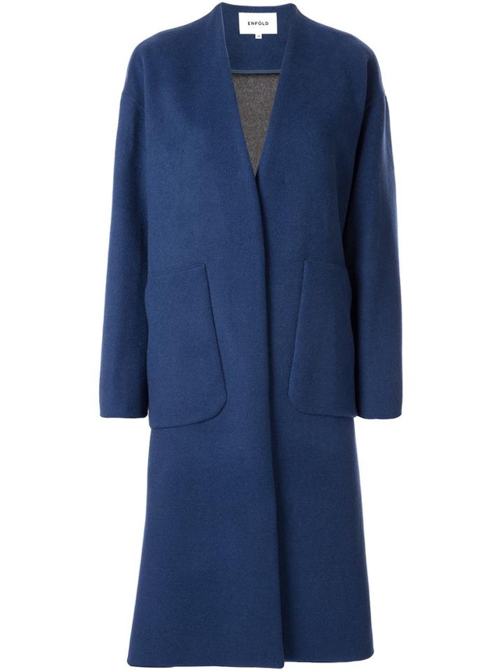 Enföld Longline Cocoon Coat - Blue