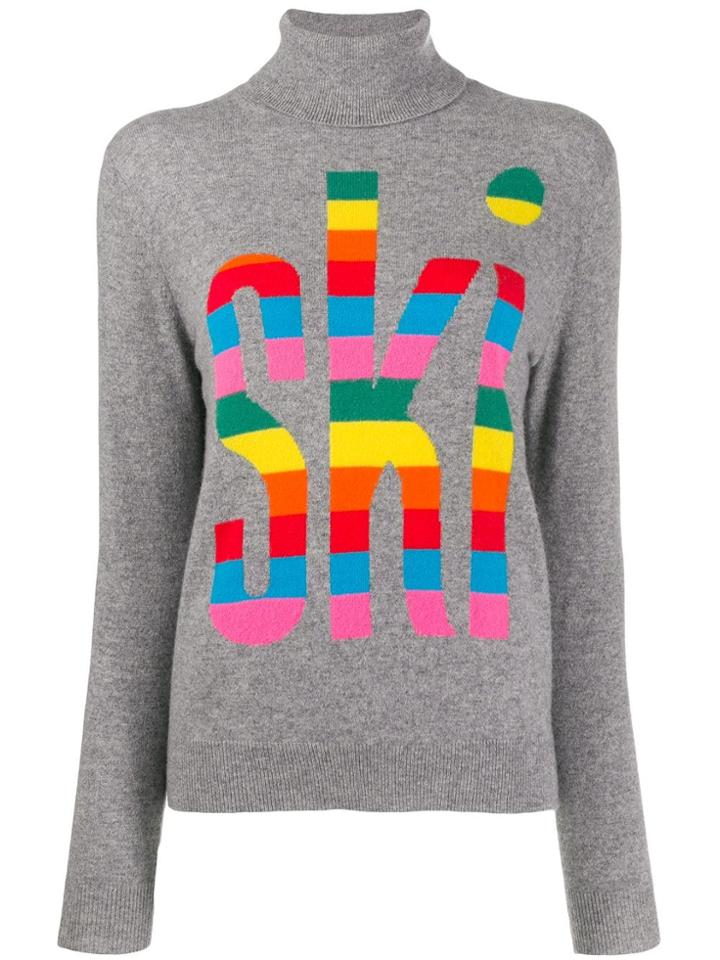 Chinti & Parker Roll-neck Intarsia Knit Jumper - Grey