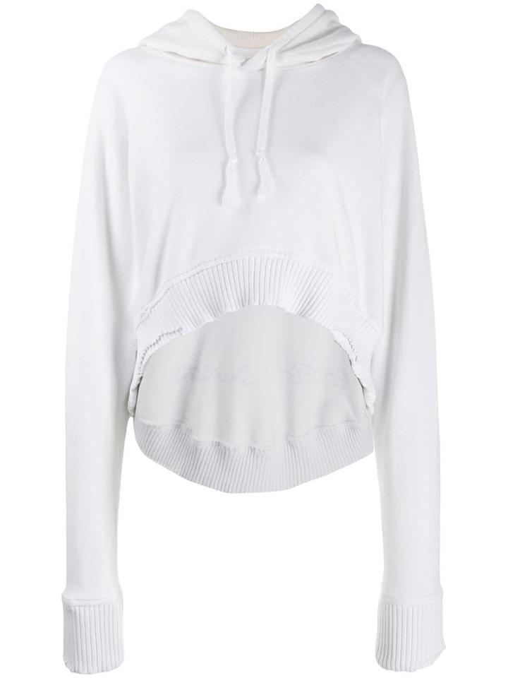 Greg Lauren Cropped Hoodie - White