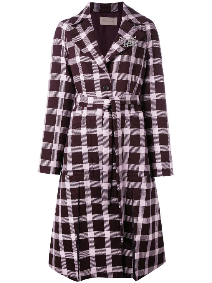 Christopher Kane Plaid Pattern Coat - Pink & Purple