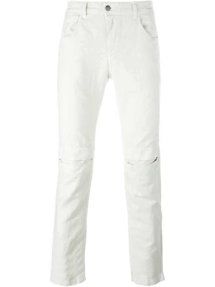 Andrea Ya Aqov Knee Cut Pants, Men's, Size: Xl, White, Cotton/linen/flax