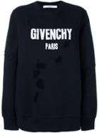Givenchy Distressed Logo Sweatshirt, Women's, Size: Large, Black, Cotton/polyester