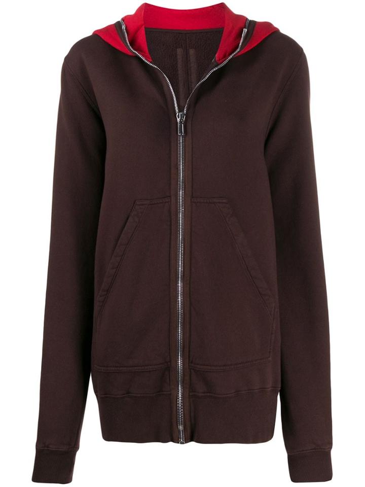 Rick Owens Drkshdw Contrast Panel Relaxed-fit Hoodie - Brown