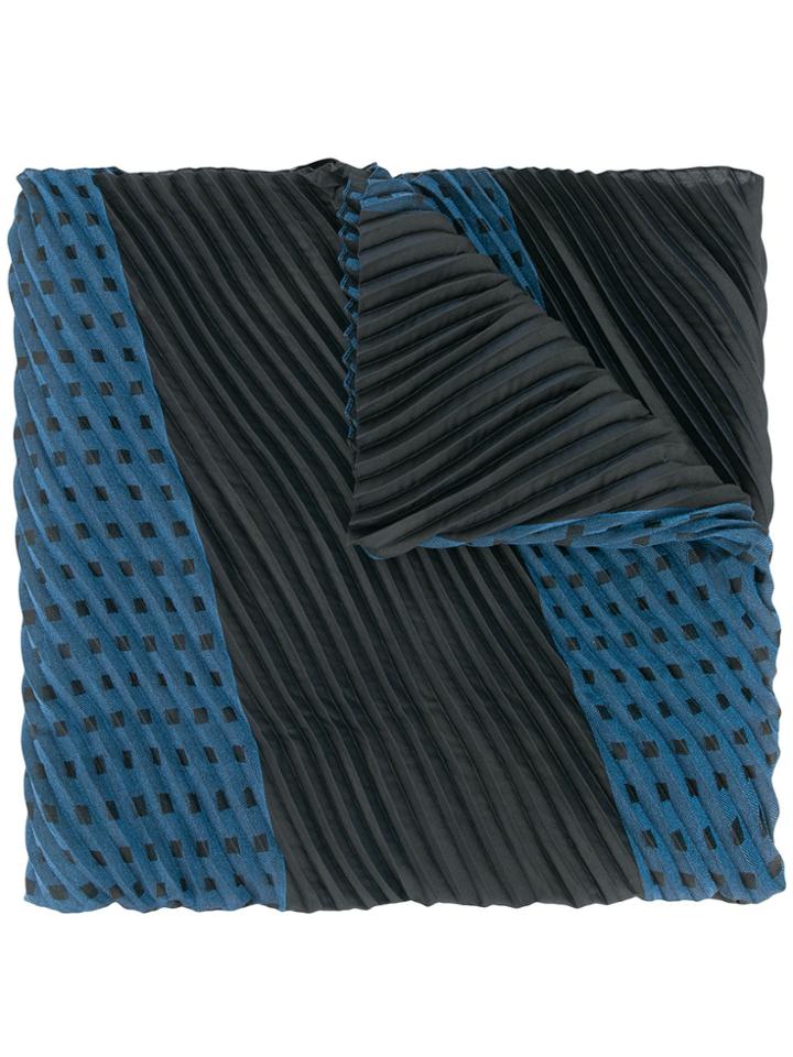Emporio Armani Two-tone Pleated Scarf - Blue