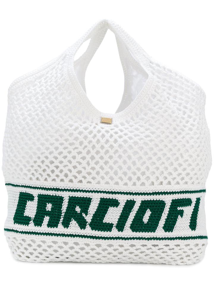 Dolce & Gabbana Crochet Shopper Tote - White