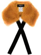 Paule Ka Small Fur Cape W/ Grosgrain Ribbon Opening 100%pan - Yellow