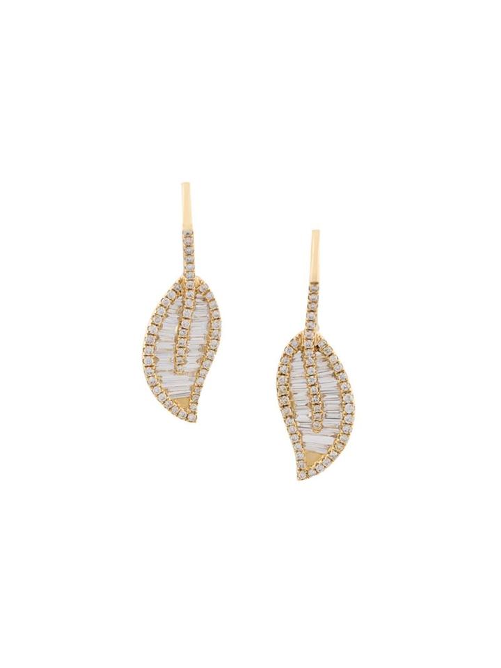 Anita Ko Leaf Earrings, Women's, Metallic
