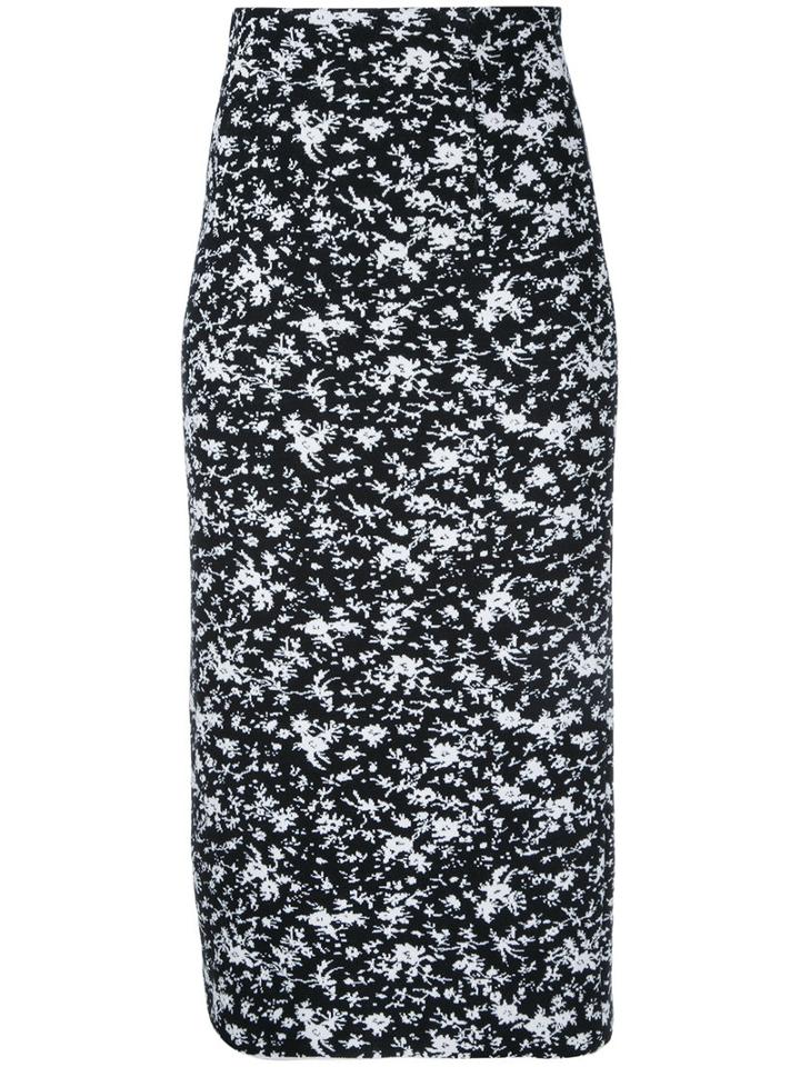 Le Ciel Bleu Floral Midi Skirt, Women's, Size: 36, Black, Cotton/acrylic/nylon