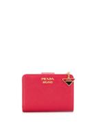 Prada Lettering Logo Leather Wallet - Red