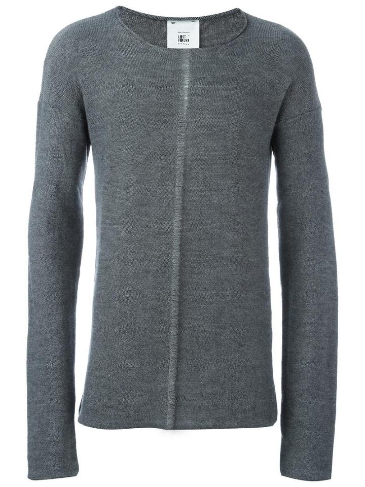 Lost & Found Rooms Crew Neck Sweater, Men's, Size: Large, Grey, Acrylic/wool