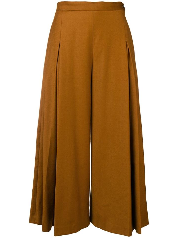 Chalayan Pleated Flare Trousers - Brown