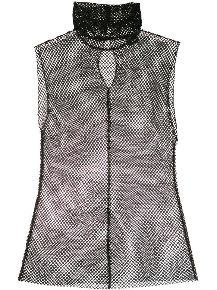 8pm Fitted Fishnet Top - Black