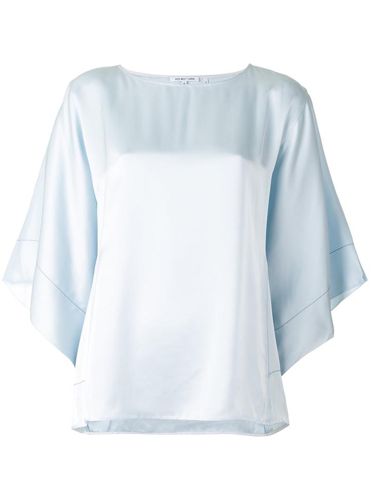 Helmut Lang Cropped Sleeves Blouse, Women's, Size: Small, Blue, Viscose/silk
